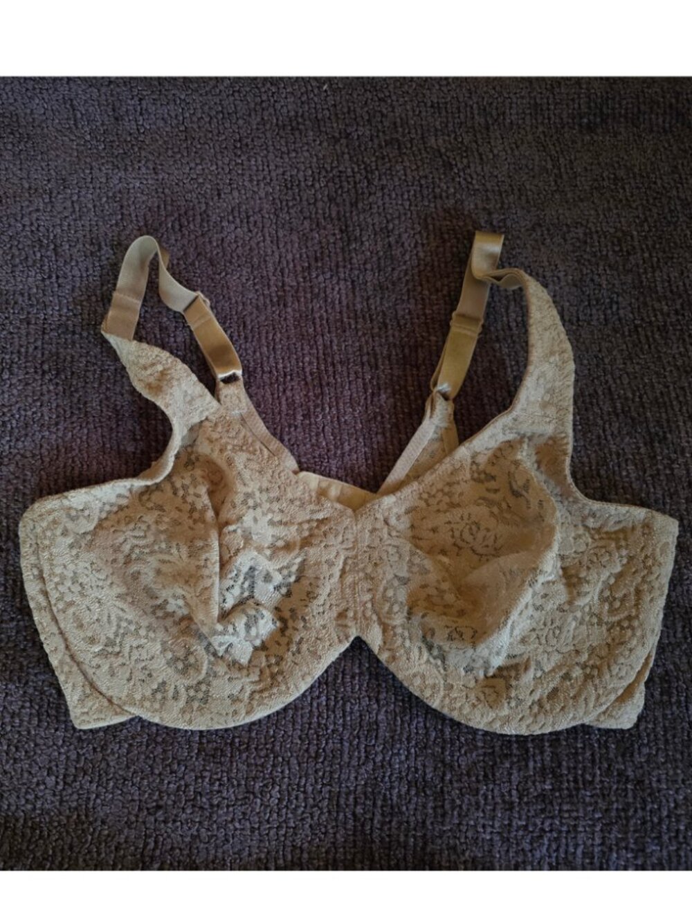 NWOT Wacoal Halo Lace Underwire Bra Nude Sand 36D Style 65547